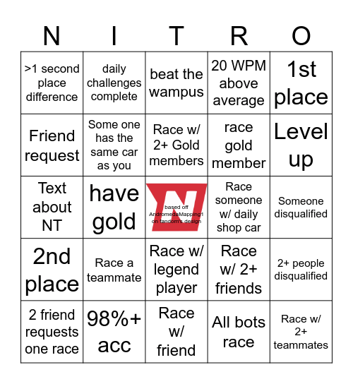 Nitro Bingo Card