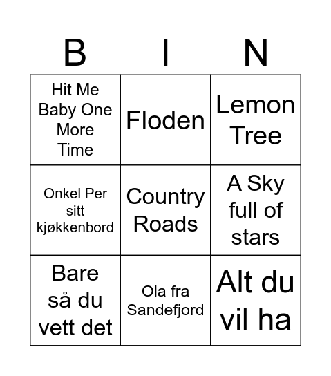 50 år stavanger Bingo Card
