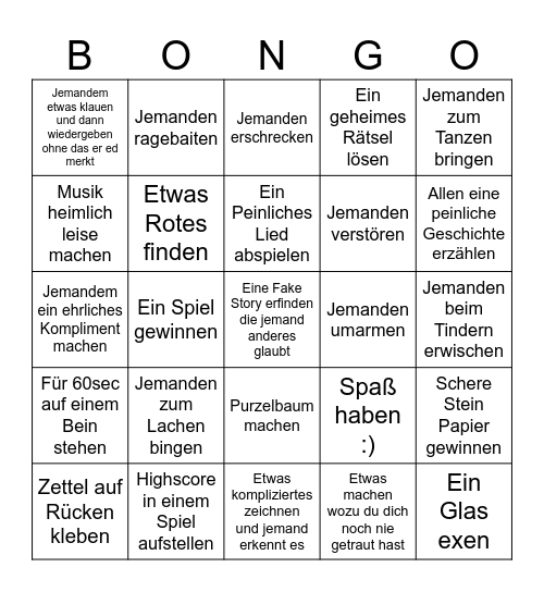 Bongo Bingo Card