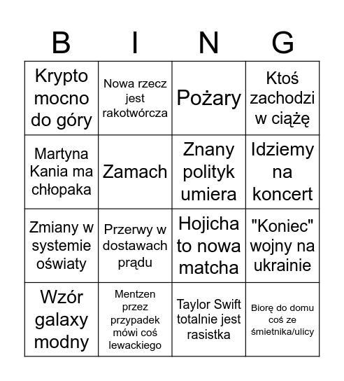 2026 Bingo Card