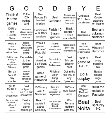Gamer Bingo Card