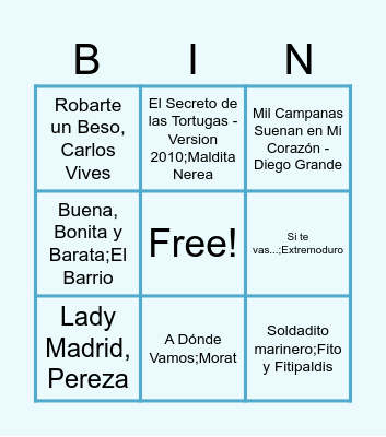 BINGO MUSICAL Bingo Card