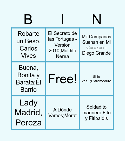 BINGO MUSICAL Bingo Card