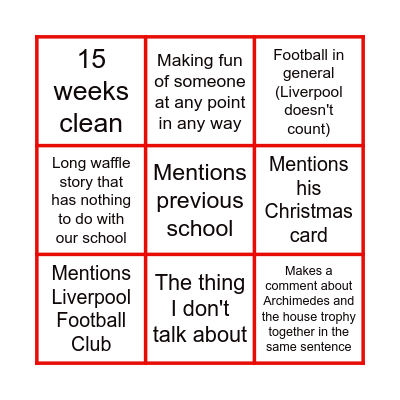 Miller BINGO! assembly edition Bingo Card