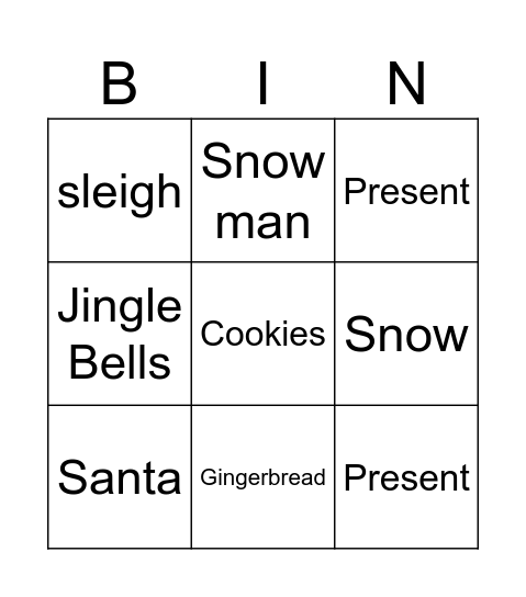 Christmas Bingo Card