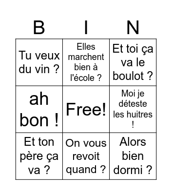 Repas COUYBA Bingo Card