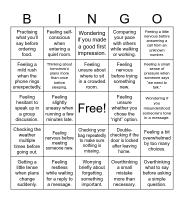 Well-being Event Bingo Card