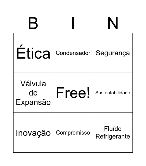 REFRIGERAÇÃO Bingo Card