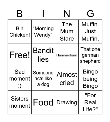 Bluey Bingo Card