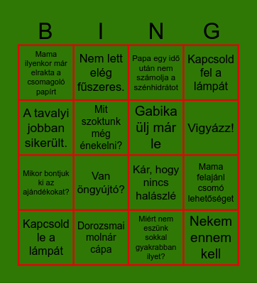 Vigh karácsonyi bingó 2025 Bingo Card