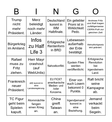 2026 Bingo Card