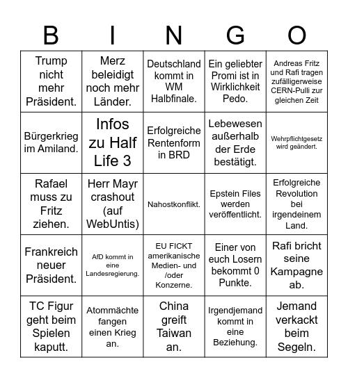 2026 Bingo Card