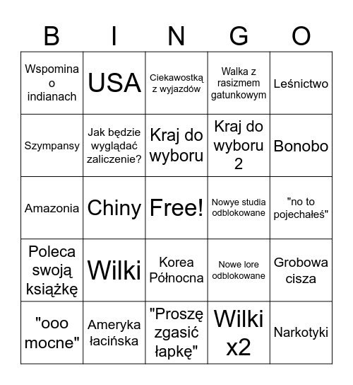 Pankala Bingo Card