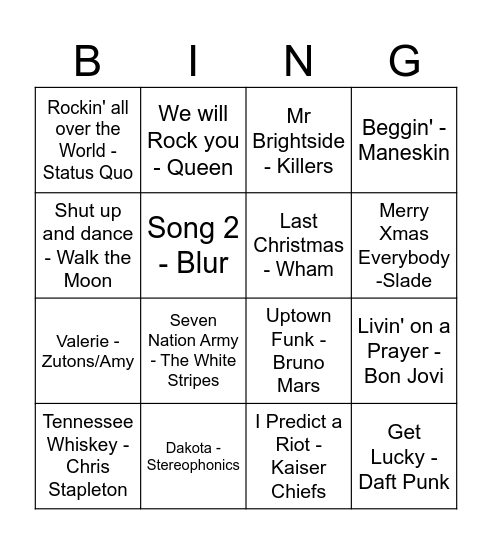 Crimbo Singo Bingo Card