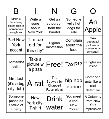 New York Bingo Card