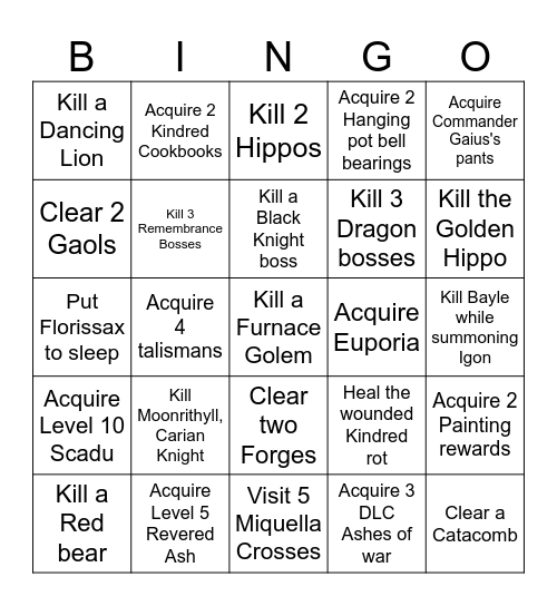 DLC bingo Card