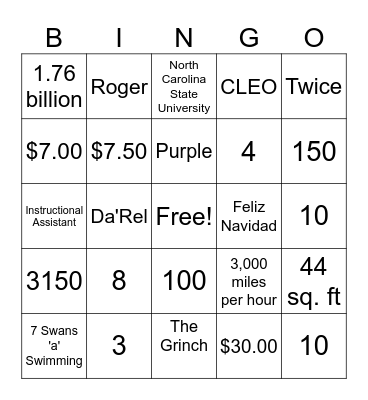 Dr. Perkin's Retirement Bingo Card