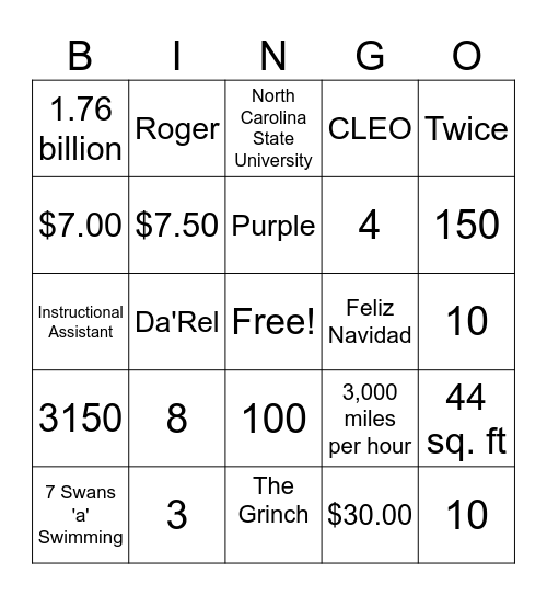 Dr. Perkin's Retirement Bingo Card