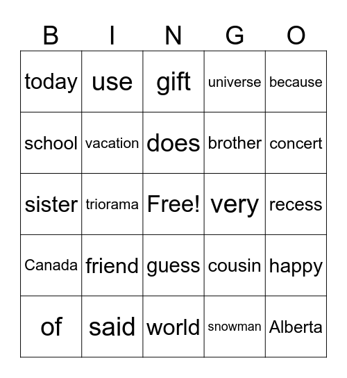Untitled Bingo Card