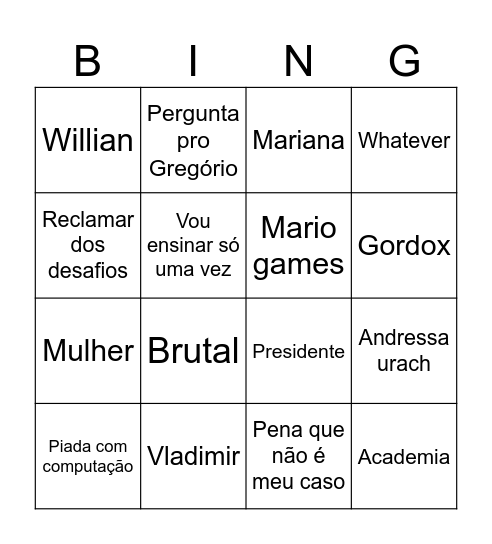 BIngor Bingo Card