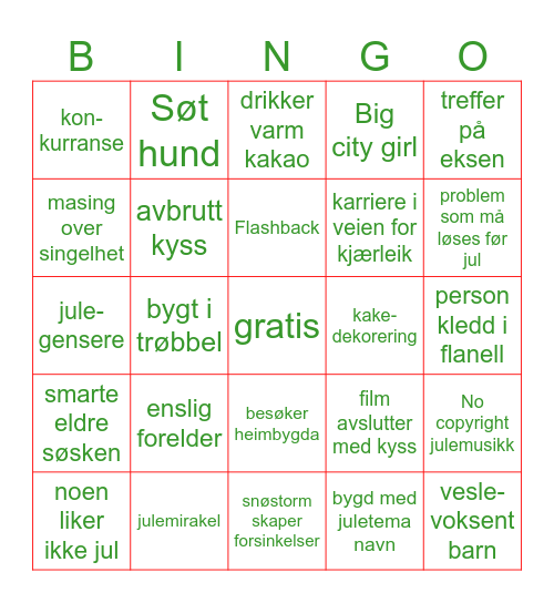 JULEFILM Bingo Card