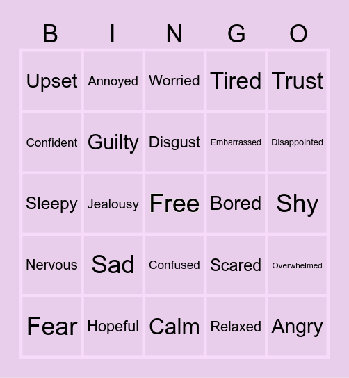 Emotional Development BINGO Card