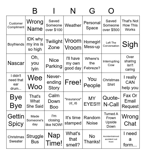 Untitled Bingo Card