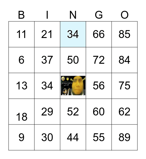 Number Bingo 1-90 Bingo Card