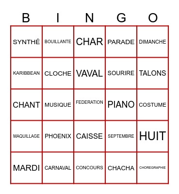 BINGO NOËL DE PHOENIX Bingo Card