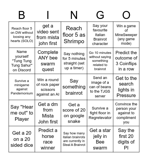 Circle VS Whudo_p Bingo Card