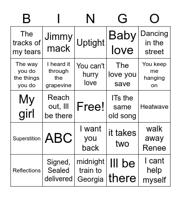Motown Bingo Card