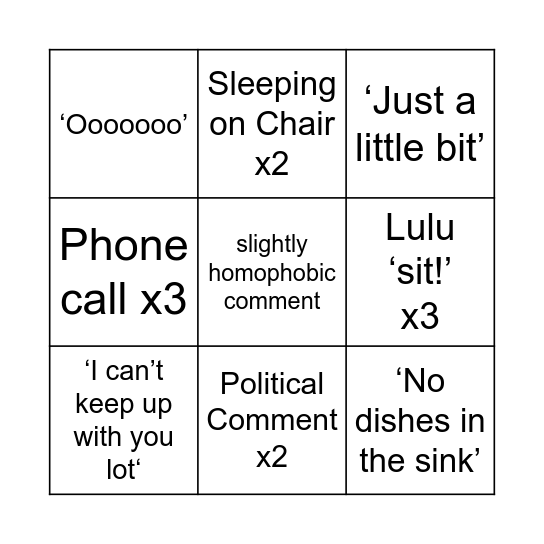 Nanny Fern Christmas Bingo 2025 Bingo Card