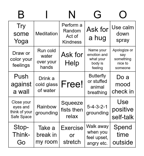 Try a Coping Skill! Bingo Card