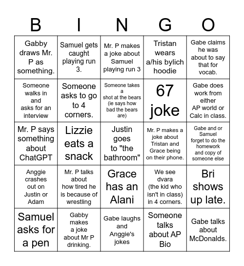 Ap Lit Bingo Card