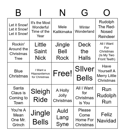 Holiday Bingo Card