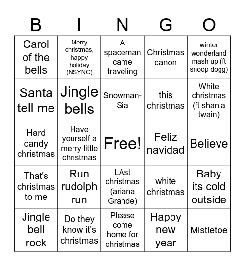 christmas mix Bingo Card