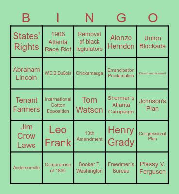 Unit 3 Bingo Card