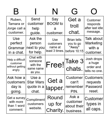 ThunderChats Bingo Card