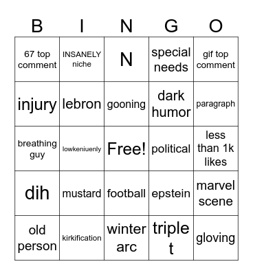 instagram reels Bingo Card