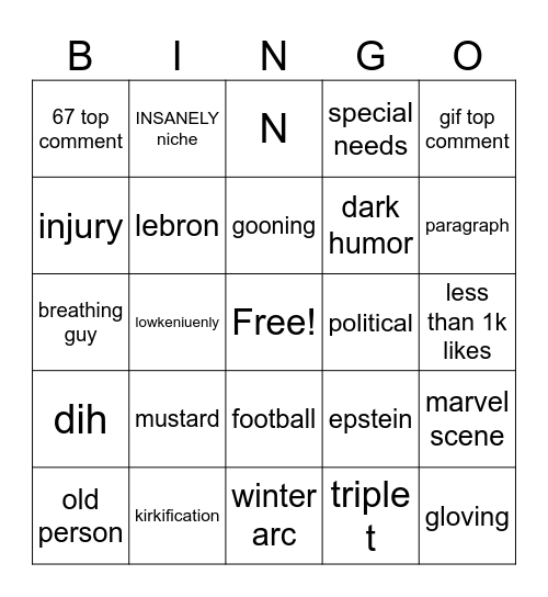 instagram reels Bingo Card
