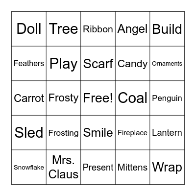 Holiday Bingo Card