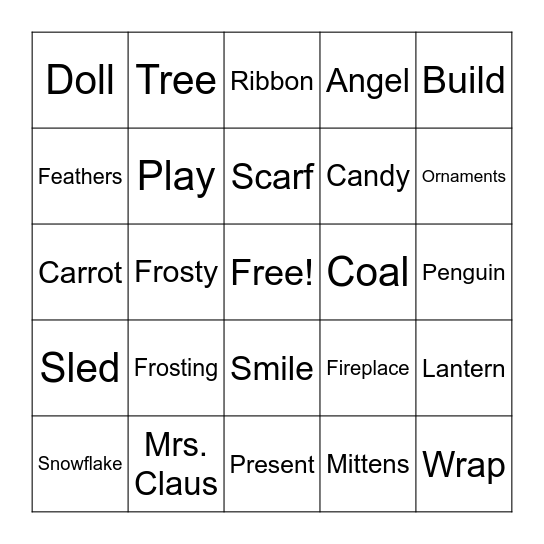 Holiday Bingo Card