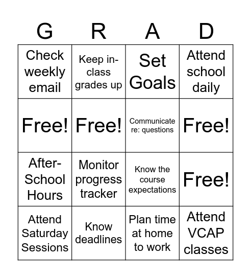 How to Support Your Future Graduate Bingo Card