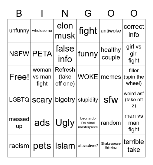 X (DLC BOARD) Bingo Card