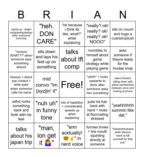 cridmas Bingo Card