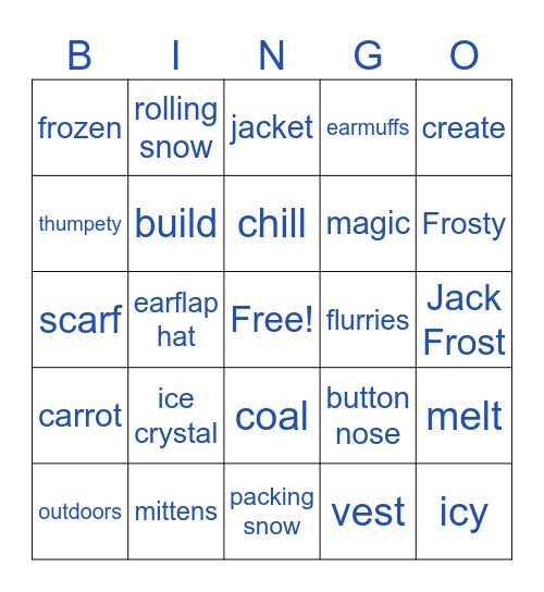 Snowman Bingo Card