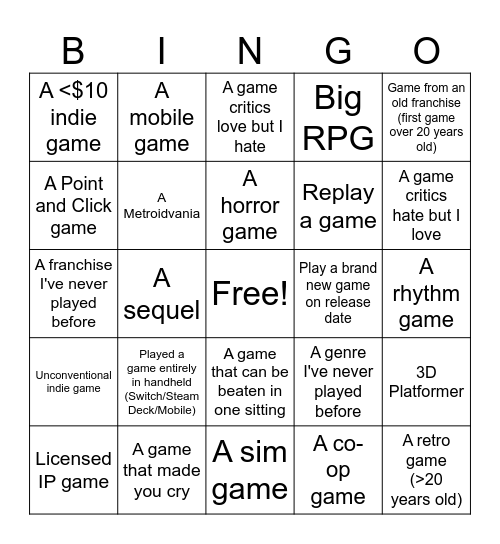 Untitled Bingo Card