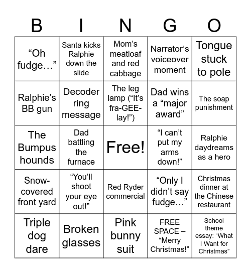 Christmas Story Bingo Card