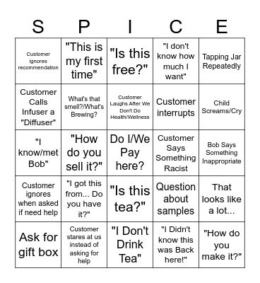 SPICE MERCHANT BINGO Card