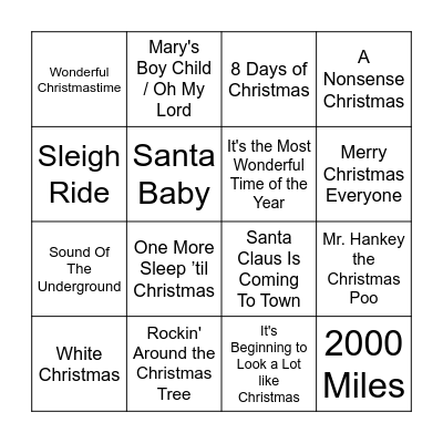 Xmas Music Bingo 1 Bingo Card